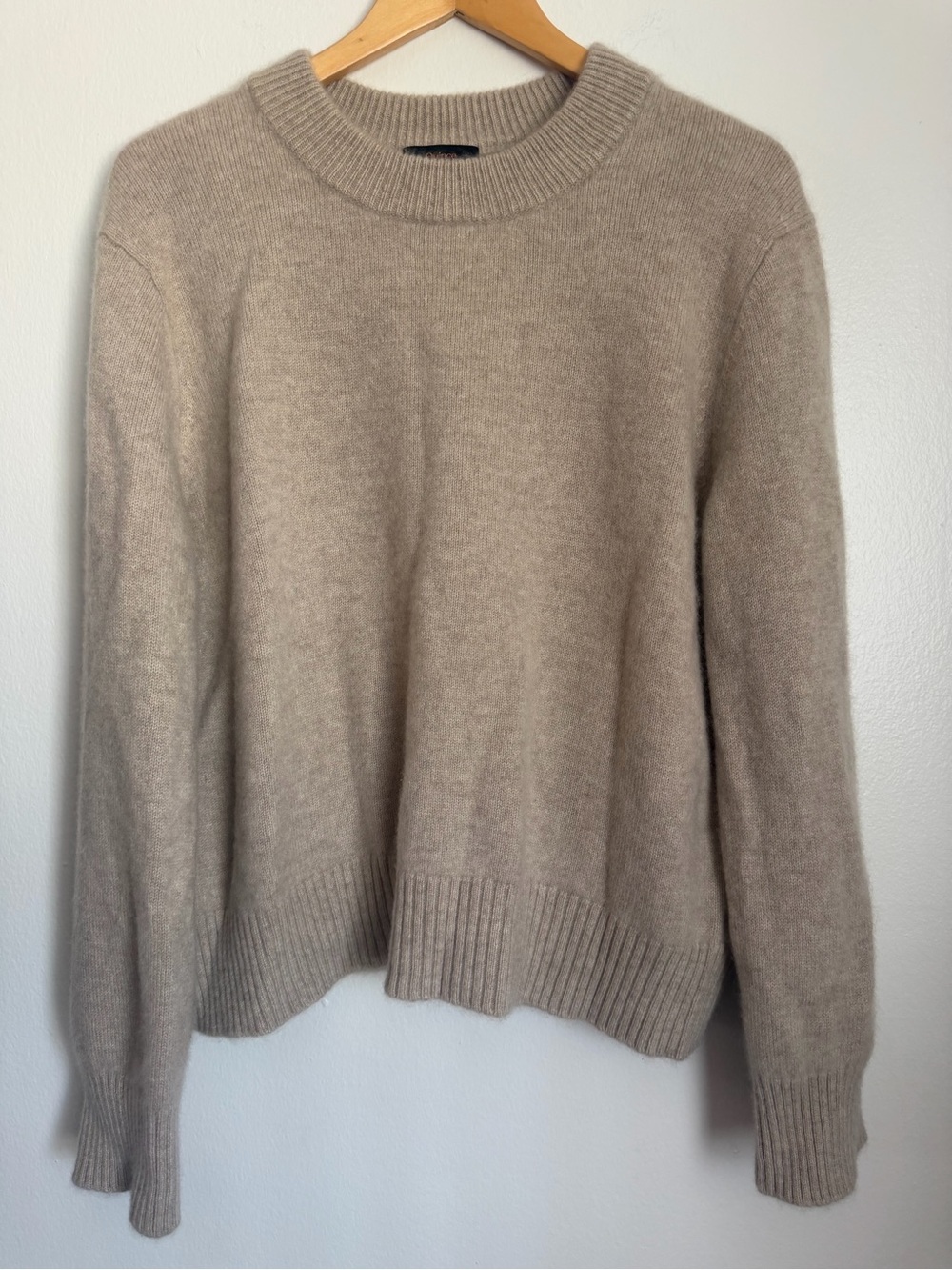 Quince Mongolian Cashmere Oversized Crewneck Sweater Cream Tan Size Medium - Picture 2 of 11